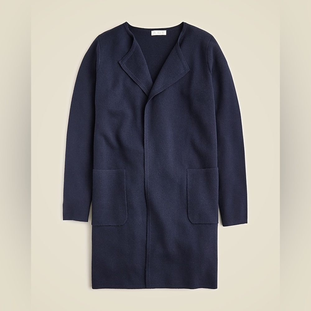 JCrew 365 Juliette Collarless Sweater Blazer in navy blue size large l xl